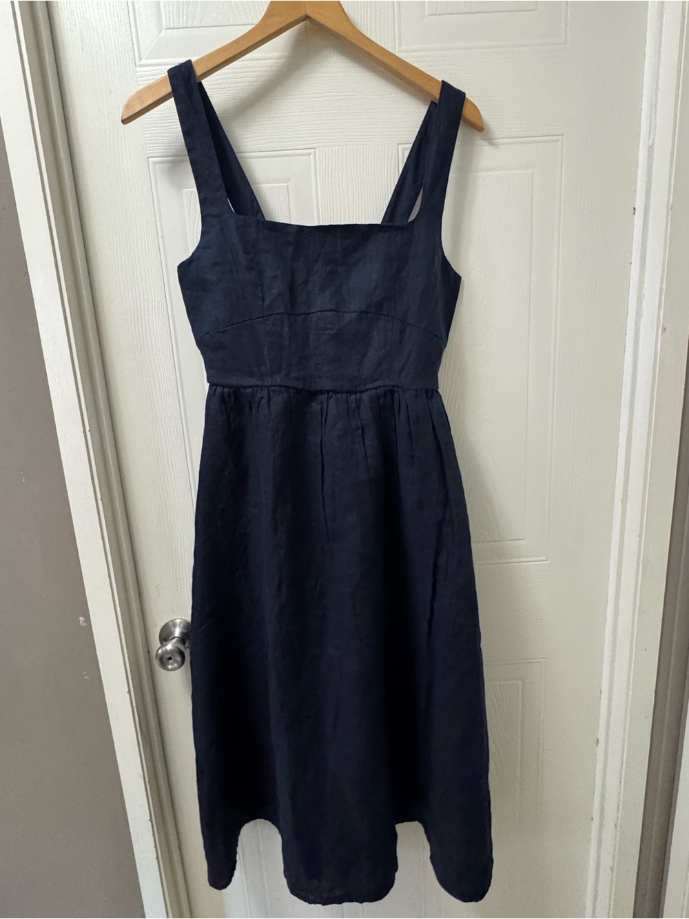 100% European linen fit y flare midi dress - Picture 3 of 10